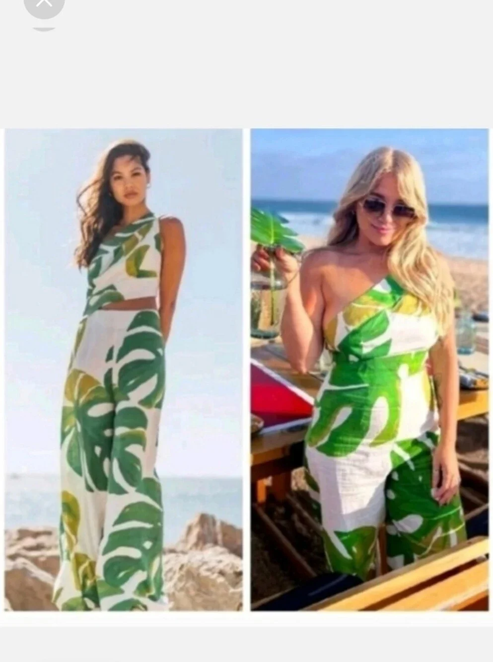 FARM Rio One Shoulder Leaf Jumpsuit